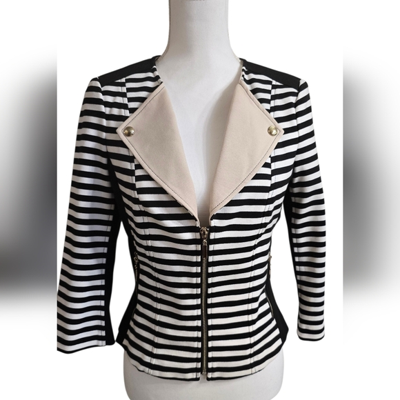 White House Black Market Jackets & Blazers - White House Black Market Striped Blazer with Cream Accents
